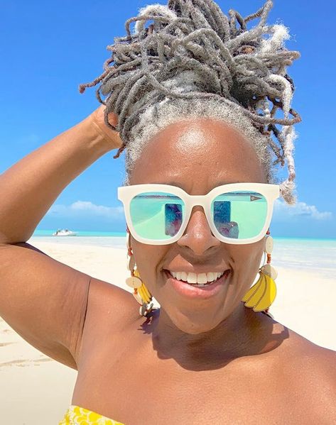 13 Women on Going Gray and How It Made Them Feel - PureWow Grey Hair Locs, Grey Hair Inspiration, Beautiful Gray Hair, Silver Grey Hair, Natural Gray Hair, Dreadlock Hairstyles, Going Gray, Locs Hairstyles, Dark Brown Hair