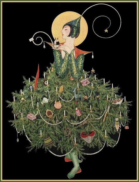 Images Noêl Vintages, Vintage Vogue Covers, Christmas Tree Art, Vintage Christmas Images, Vogue Covers, Christmas Past, Vintage Christmas Cards, Christmas Illustration, Christmas Images