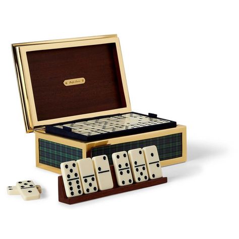 Ferren Domino Set Scottish Homes, Domino Set, Domino Games, Dominoes Set, Solid Mahogany, Ralph Lauren Home, Mahogany Wood, Tartan Pattern, Gaming Gifts