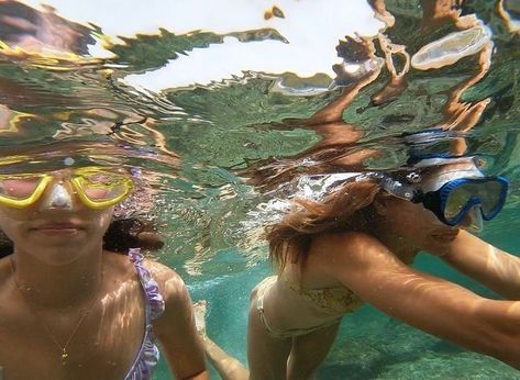 Two People, Goggles, Swimming, Water