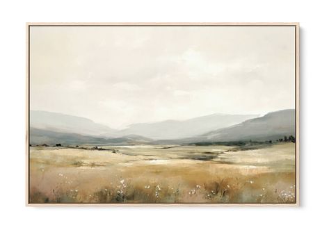 Muted Landscape Photography, Simple Painted Landscapes, Neutral Landscape Art, Calm Landscape Painting, Large Landscape Wall Art, Diy Abstract Landscape Painting, Muted Landscape Painting, Textured Landscape Painting, Siloette Ideas Painting