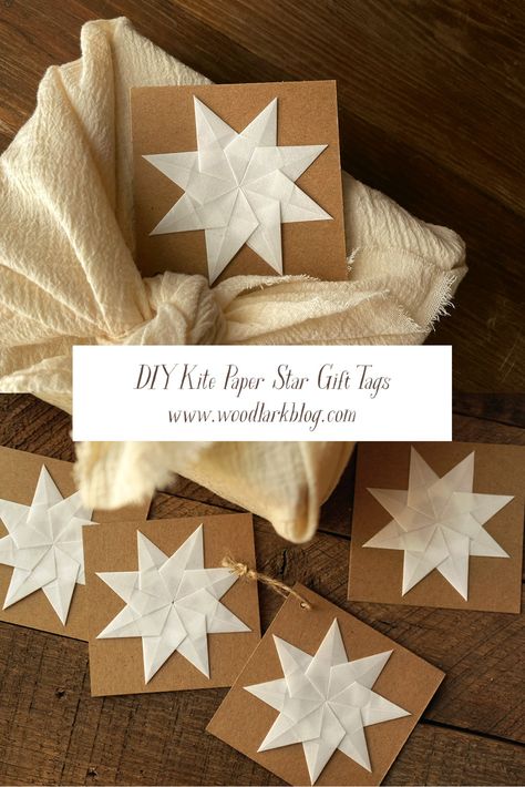 DIY Kite Paper Star Gift Tags – Woodlark Blog – Woodlark Blog Diy Kite, Diy Christmas Tags, Advent Crafts, Reusable Gift Wrap, Gift Tags Diy, Paper Ornaments, 12 December, Paper Stars, Star Gift