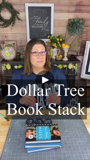 95K views · 2.7K reactions | Dollar Tree Book Stack - Comment VIP 

#diydecor #diycrafts #diy #creativesarah #diykit #etsymaker #dollartreedecor #craftkit #homemade #diykits #dollartreecraft #dollartreehaul #dollartreediy #dollartreecrafts #dollartreehacks #dollartreefinds #dollartree | Creative Sarah at Home | Creative Sarah at Home · Original audio Dollar Tree Stacked Books, Painted Book Stacks Diy, 3 Books Stacked Diy, Wood Book Stacks Diy Christmas, Dollar Tree Wood Crafts, Dollar Tree Wooden Crate Book Stack, Decorated Books, Tree Bookshelf, Dollar Tree Haul