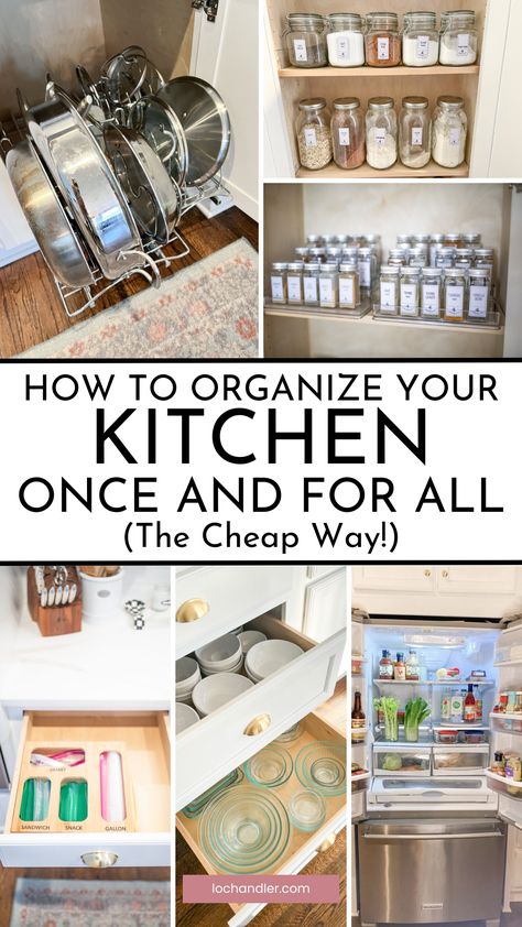 Revolutionize your kitchen without breaking the bank with Cheap & Easy Kitchen Organization Ideas! Explore DIY Kitchen Hacks and ingenious Kitchen Decor Hacks to transform small spaces into efficient, organized havens. Diy Kitchen Storage Organizer, Kitchen Management Ideas, Old Kitchen Organization, Organizing Kitchen Utensils, Organizing Cabinets, Easy Kitchen Organization, Kitchen Organization Tips, Small Kitchen Hacks, Kitchen Decor Hacks