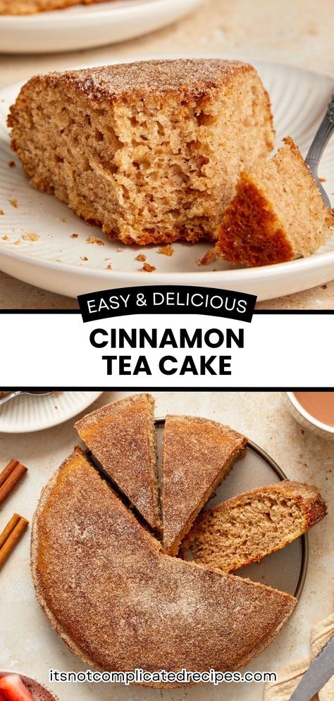 My Cinnamon Tea Cake is a family favourite and the perfect cake to serve for morning or afternoon tea. It is a simple cake, not fancy or elaborate, but one which provides immense satisfaction. The cake has a buttery, tender crumb and a moist texture due to the addition of sour cream. After removing the cake from the oven, the top is brushed with melted butter and then sprinkled with a cinnamon sugar mixture. It does not come much easier than that. Cinnamon Tea Cake, Complicated Recipes, Tea Cakes Recipes, Cinnamon Tea, Simple Cake, Tea Cake, Delicious Cake Recipes, Gluten Free Cakes, Moist Cakes