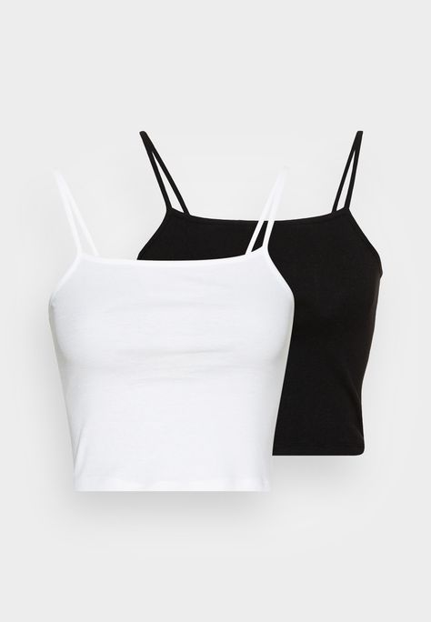 ONLY ONLKIRA SQUARENECK SINGLET 2 PACK - Top - black/white Singlet Tops Outfits, Singlet Outfit, Outfit Essentials, Singlet Tops, Body Outfit, Easy Trendy Outfits, Black And White Tops, Clothing Essentials, Basic Outfits