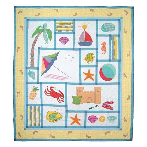 Patchwork, Tropical Quilts, Nautical Quilt, Beach Quilt, Fun Quilt, Homespun Fabric, Embroidery Patterns Vintage, Twin Quilt, King Quilt