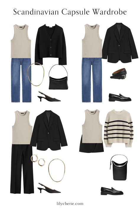 Scandinavian Capsule Wardrobe 2024 Scandi Spring Outfits, Chic Minimalist Style Summer, Bohemian Terrace, Scandinavian Capsule Wardrobe, Thrifting Inspiration, Capsule Wardrobe 2023, Scandinavian Chic, French Style Clothing, Chic Capsule Wardrobe