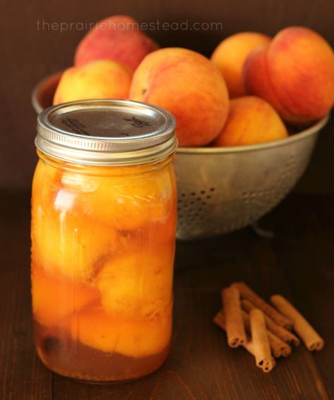 Simple Honey-Cinnamon Canned Peaches The Prairie Homestead, Prairie Homestead, Canning Peaches, Canning Fruit, Canned Food Storage, Canning Tips, Honey Cinnamon, Canned Fruit, Canned Peaches