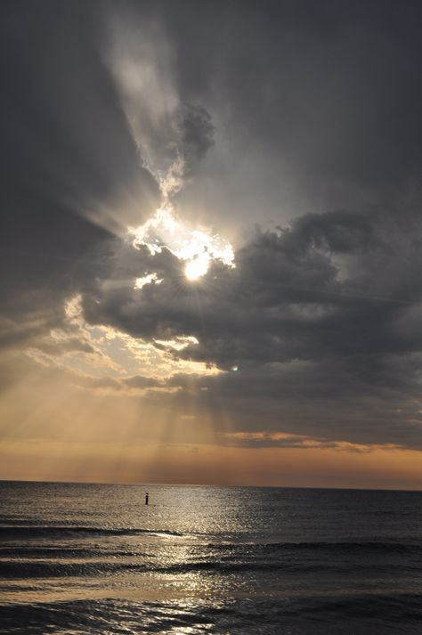 Grey Sunset, Beach Storm, Rays Of Light, Calm After The Storm, Thunderstorm Clouds, Stormy Sunset, Rainy Sky, Ocean Landscape Painting, Ocean Storm