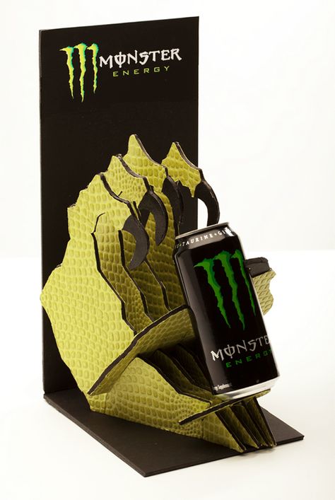 Point of Purchase Display for Monster Energy - Student Serial Plane Project                                                                                                                                                                                 もっと見る Glorifier Display Design, Pop Display Design, Cardboard Monster, Posm Display Design, Cardboard Stand, Pos Design, Retail Design Display, Point Of Sale Display, Monster Energy Drink