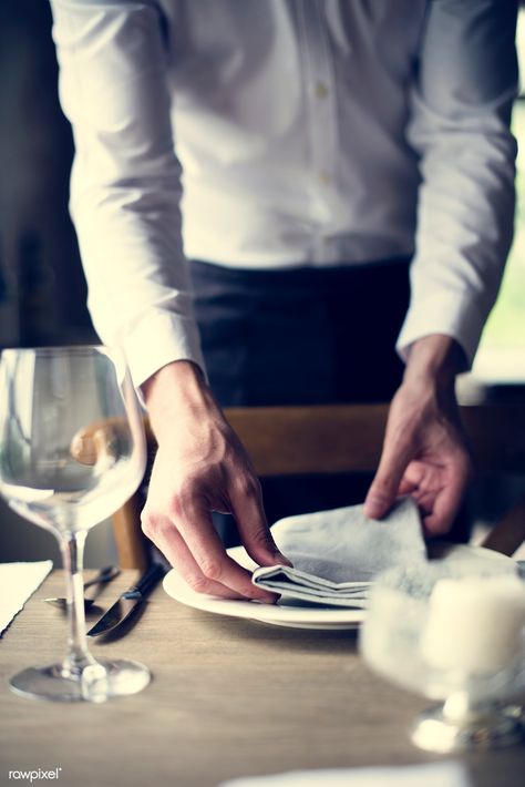 Restaurant Staff Setting Table in Restaurant for Reception | premium image by rawpixel.com Restaurant Photography People, Server Restaurant, Restaurant Interior Design Ideas, Fine Dining Photography, Restaurant Staff, Restaurant Table Setting, Setting Table, Restaurant Pictures, Elegant Restaurants