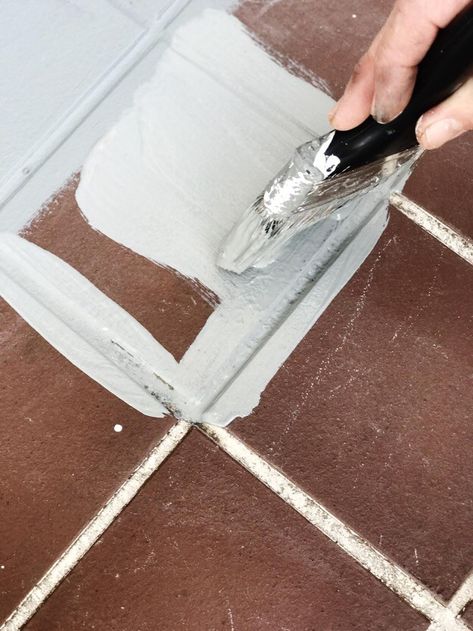 Painted Brick Stairs Front Porches, Painted Brick Pavers Patio, Painted Brick Porch Floor, Painted Brick Tile Floor, Paint Brick Pavers, Painting Brick Patio, Painting Outdoor Tile Front Porches, Painted Porch Tiles, Painted Brick Steps Front Porches