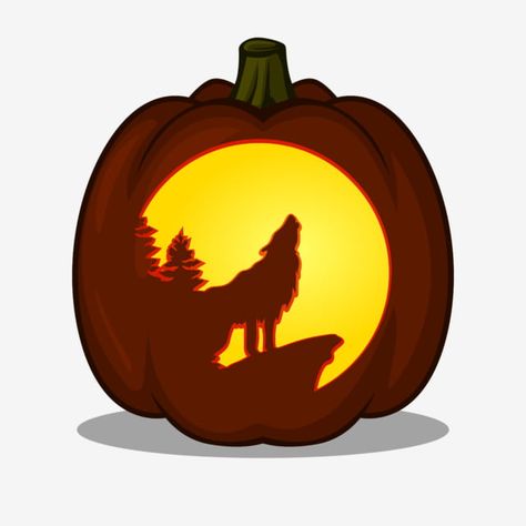 Wolf Carving Pumpkin, Wolf Pumpkin Carving Ideas, Wolf Pumpkin Stencil, Wolf Jack O Lantern, Wolf Pumpkin Carving Templates, Pumpkin Carving Ideas Wolf, Wolf Pumpkin Painting, Crow Pumpkin Carving, Pumpkin Carving Ideas Ghost