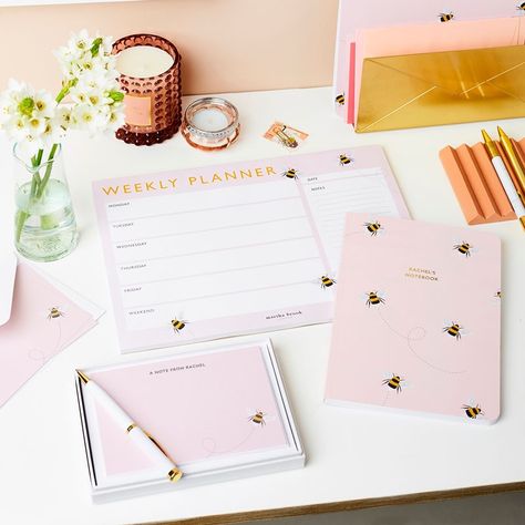 Gold Stationery, Personalised Stationery, Weekly Planner Pad, Stationary Gifts, Busy Bees, Diy Stationery, Notecard Set, Personalized Gift Tags, Personalized Notebook