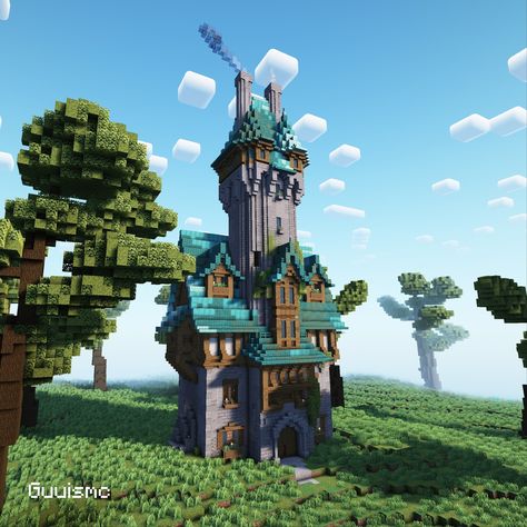 Azure Medium Castle - Better for duo player - Survival Friendly - Download available on patreon - link in my bio #minecraft #minecraftbuilds #minecrafthouse #minecraftideas #minecraftdesign #minecrafter Blue Castle Minecraft, Minecraft Castle Keep, Minecraft Dragon Castle, Castle Keep Minecraft, Minecraft Cliffside Castle, Minecraft Medieval Buildings, Minecraft Medieval, Minecraft Blueprints, Minecraft Designs