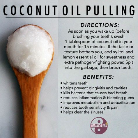 Coconut Oil Pulling Benefits, Oil Pulling Teeth Whitening, Organic Olivia, Coconut Oil Pulling Teeth, Oil Pulling Benefits, Coconut Oil Pulling, Teeth Health, Trening Fitness, Home Health Remedies