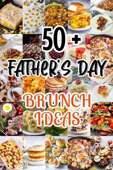 father's day brunch ideas collage Hearty Brunch Ideas, Brunch For Men, Mother’s Day Brunch Ideas, Fathers Day Menu Ideas, Fathers Day Dinner Ideas, Baptism Brunch, Father's Day Brunch, Breakfast Savory, Fathers Day Lunch