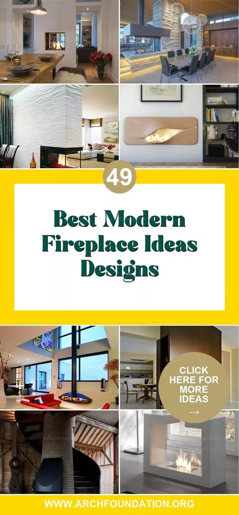 49 Modern Fireplace Ideas to Heat Up Your Home Decor Modern Tile Fireplace Ideas, Fireplace Statement Wall, Modern Fireplace Wall With Tv, Minimalist Fireplace Decor, Free Standing Fireplace Ideas, Tall Fireplace Ideas, Fireplace Tile Ideas Modern, Feature Fireplace Wall, Fireplace Scandinavian