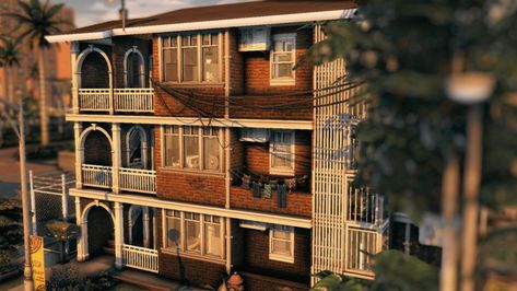 Old Apartment Exterior, Traditional Apartment Building, Sims 4 Poor Apartment, Sims 4 90s House, Sims 4 Town Ideas, Sims 4 Apartment Exterior, Sims 4 New York Apartment, Sims 4 Clothing Store Build, Ts4 Apartment Building