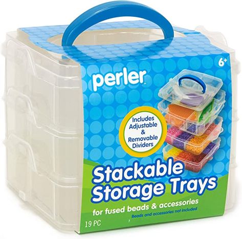 Amazon.com: Perler Bead Large Organizer Stackable Storage Container Bead Trays, 3pc. : Home & Kitchen Perler Bead Storage, Bead Storage Ideas, Organizing Beads, Storage Trays, Fusion Beads, Bead Storage, Single Bead, Stackable Storage, Jewelry Making Tools