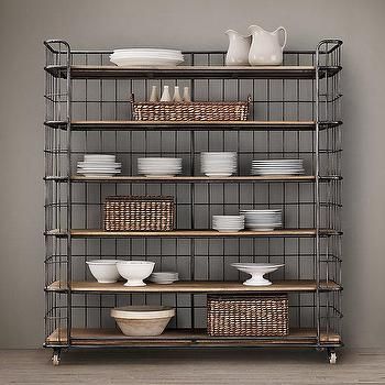 Caged Bakers 6 Shelves Rack Contemporary Small Kitchens, Baker's Rack, Bakers Rack, Storage Mirror, Kitchen Models, Rack Design, Furniture Vanity, Medicine Cabinet Mirror, Ikea Kitchen