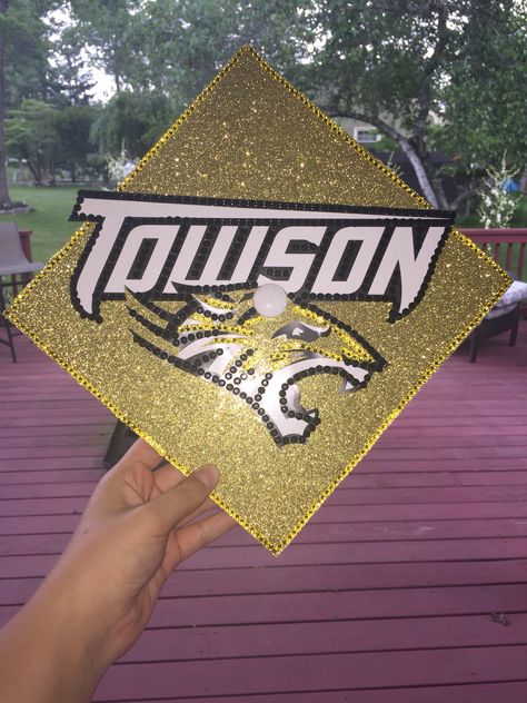 Towson University DIY Cap Towson University Aesthetic, Acceptance Aesthetic, College Things, Cap Graduation, High School Graduation Cap, Towson University, College Acceptance, College List, College Decor