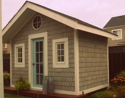 chriskauffman.blogspot.ca: My little bunkie guest house Pretty Sheds, Bunkie Ideas, Backyard Guest Houses, Shed Office, House Shed, House Of Turquoise, Backyard Sheds, Seaside Cottage, Shed Design