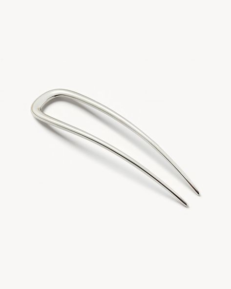 A 5\ handcrafted French hair pin in a stunning silver finish. Holds full or half updos, recommended for all hair types and textures. French Hair Pins, Silver Hair Jewelry, Silver Hair Pins, French Pin, Silver Hair Accessory, Messy Style, French Hair Pin, Elegant Bun, Sleek Hair