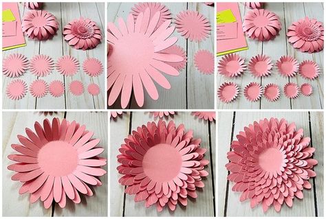 3D Paper Gerbera Daisies Flowers 3d Paper, How To Make 3d Flowers Paper, Gift Paper Craft, 3d Paper Flowers, Gerbera Flower, Gerbera Daisies, Floral Tape, Gift Paper, Gerbera Daisy