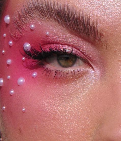 Gems On Face Ideas, Pink Drag Makeup, Jewel Makeup, Vampire Bride, Rhinestone Makeup, Rave Makeup, Eye Makeup Pictures, Ethereal Makeup, Colorful Eye Makeup