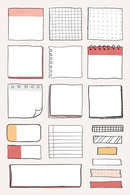 Blank reminder paper notes vector set | Free Vector #Freepik #freevector #frame #label #design #border Blank Reminder Paper Notes, خريطة ذهنية, Organizator Grafic, Penanda Buku, Paper Notes, Bullet Journal Banner, Bullet Journal Paper, Bullet Journal Notes, Doodle Notes