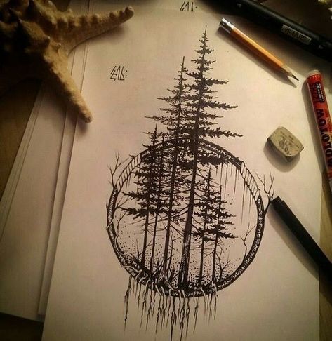 Past Drawing Life, Viking Ideas, Firefighter Tattoo, Coordinates Tattoo, Nature Tattoo Sleeve, Brush Tattoo, Pine Tree Tattoo, Forest Tattoos, Norse Tattoo