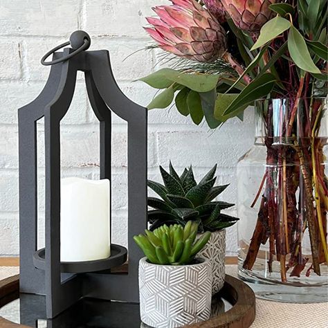 Amazon.com: CIBENI Farmhouse Lantern Candle Holder - 15" Incl Ring - Indoor Outdoor Decorative Lanterns for Home Decor - Farmhouse Candle Holders for Pillar Candles Modern Lantern Decorative Farmhouse Style : Home & Kitchen White Lantern Decor, Wood Lanterns, Modern Lantern, Farmhouse Mantle Decor, Farmhouse Candle Holders, Diy Lantern, Decorative Lanterns, Farmhouse Candle, Outdoor Candle Holders