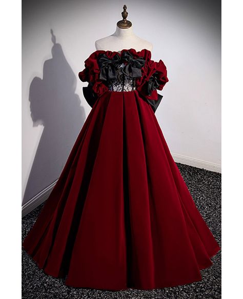 Get 10% off now! Buy unique black and red velvet formal dress with big bow at cheap price online. Free stable shipping and pro custom service since 2009. Prom Dress Off The Shoulder, Prom Dresses Off The Shoulder, Beaded Party Dress, Floral Dress Formal, Long Formal Dress, A Line Evening Dress, Floor Length Prom Dresses, Burgundy Prom Dress, Sweetheart Prom Dress