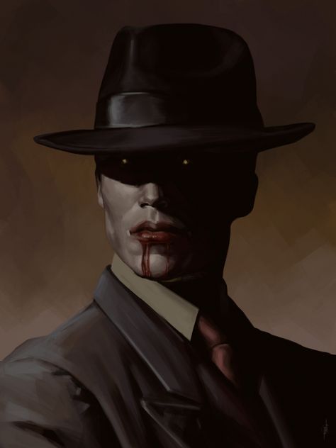 ArtStation - 1920s Vampire, Kira Korobovtseva Art, Black, 1920s Vampire, A Black, A Man