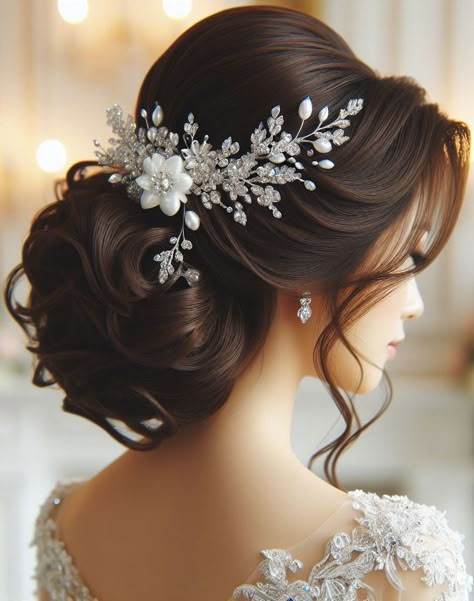 Wedding Hair Up Do For Bride, Wedding Hairstyles Tiara Veil, Wedding Up Hairstyles, Glam Bridal Hair With Veil, Bridal Hair With Tiara And Veil, Bride Hairstyles With Tiara, Bridal Hairstyles With Crown, Wedding Hairstyles Half Up Half Down With Veil, Updo With Tiara