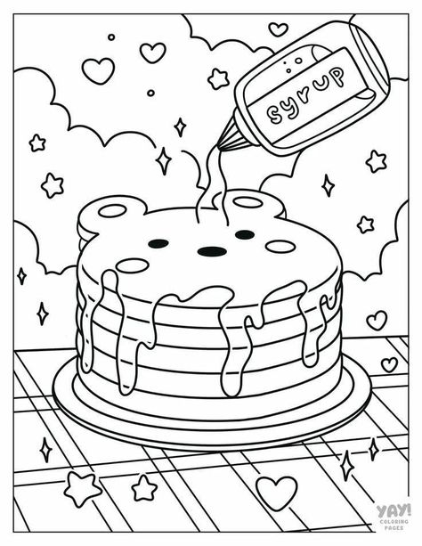 Pancakes Coloring Pages, Coloring Art Drawings, Full Coloring Pages, Coloring For Girls For Kids, Opposites Coloring Pages, Coloring Page Kawaii, Bold Simple Coloring Pages, Yay Coloring Pages, Coloring Papers Printable