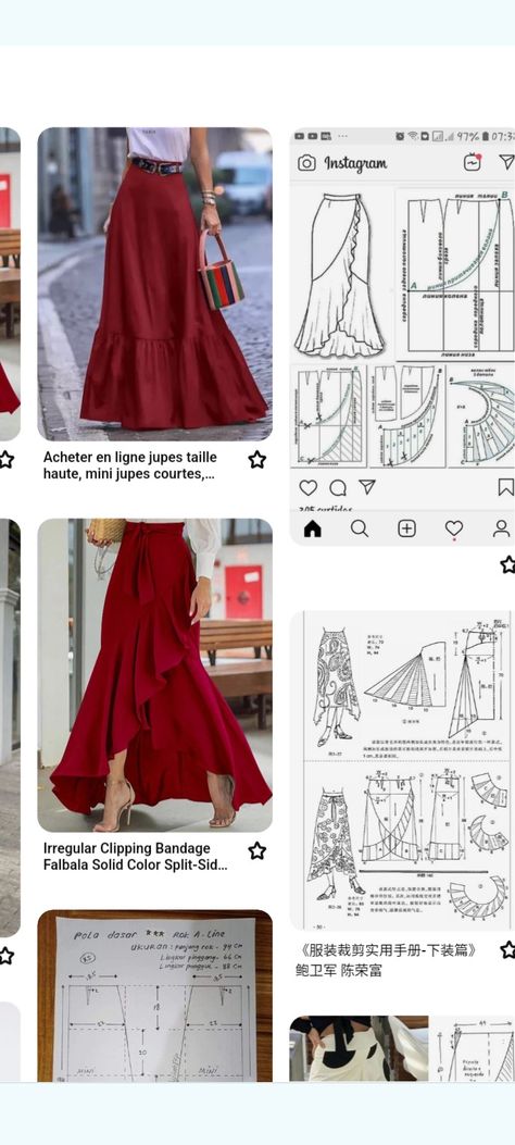 Long Skirt Design Pattern, Asymmetrical Skirt Pattern, Long Skirt Sewing Pattern, Cosplay Patterns, Diy Clothes Patterns, Clothing Sewing Patterns, Fashion Design Classes, Dress Sewing Tutorials, Sewing Projects Clothes