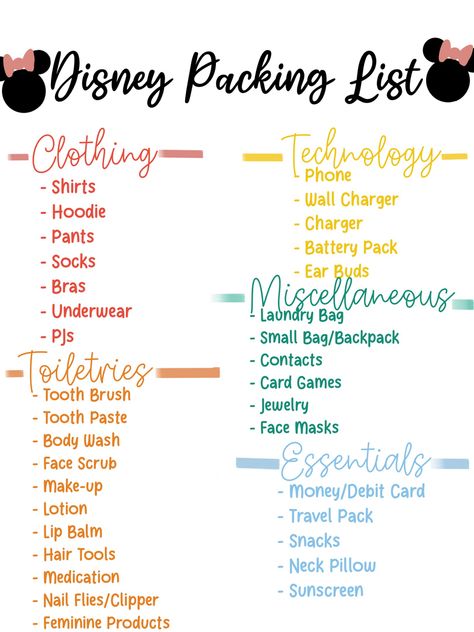 #disney #aesthetic #packing #vacation #cute #essentials Pack For Thanksgiving Trip, Disney Paris Packing List, Packing List Disney World, Disney List Packing, Disney Packing Tips, Disney World Essentials Packing Lists, Things To Pack For Disneyland, Things To Bring To Disneyland, Disney Trip Essentials