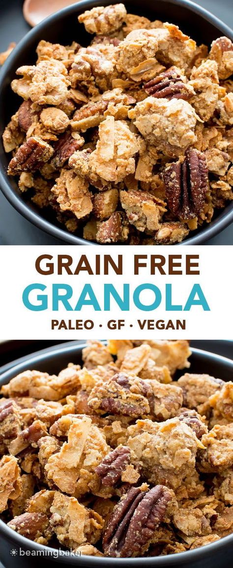 Grain Free Granola Recipe, Chunky Granola, Paleo Granola Recipe, Beaming Baker, Grain Free Breakfast, Granola Recipe Healthy, Paleo Granola, Granola Clusters, Healthy Granola Bars