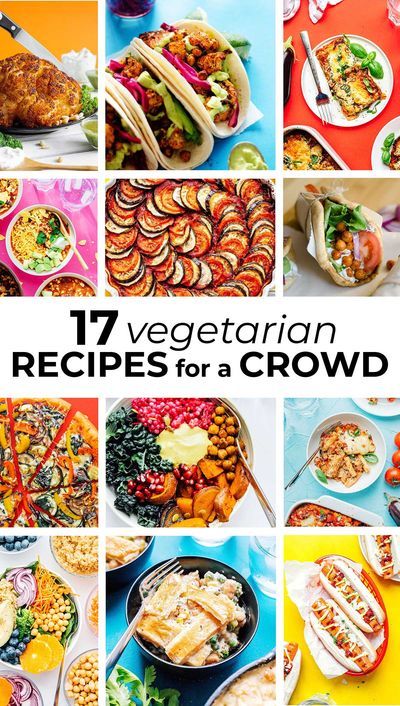 Have guests coming for dinner? These vegetarian recipes are perfect for a crowd! Satisfying meals that are easy to scale up (and so delicious). #batchcooking #vegetarian #recipes #dinner #easy #crowd #potluck Easy Vegetarian Dishes, Dinner For Group, Meals For Large Groups, Crockpot Dinner Ideas, Appetizers Vegetarian, Veggie Pizza Recipe, Recipes For A Crowd, Satisfying Meals, Large Group Meals