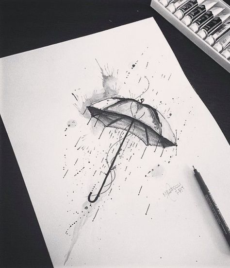 Umbrella And Rain Tattoo, Umbrella Tattoo Ideas, Rain Umbrella Tattoo, Umbrella Rain Tattoo, Storm Tattoo Ideas, Umbrella Tattoo Design, Umbrella Tattoos, Rain Tattoo Ideas, Tattoo Rain