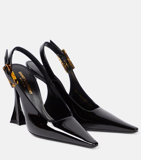 Dune 110 patent leather slingback pumps in black - Saint Laurent | Mytheresa Next Shoes, Bridal Bag, Classic Bags, Saint Laurent Shoes, Evening Shoes, Summer Accessories, Angelina Jolie, Slingback Pump, High Heel Pumps