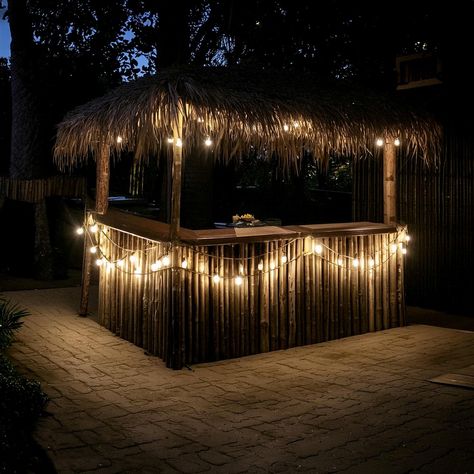 How To DIY Tiki Bar With Rustic Vibe Outdoor Bars Diy, Small Tiki Bar Ideas, Diy Tiki Bar Cheap, Tiki Bar Ideas Backyard, Home Tiki Bar Ideas, Tikki Bar Ideas, Diy Outdoor Tiki Bar, Poolside Tiki Bar Ideas, Outdoor Tiki Bar Ideas Backyards