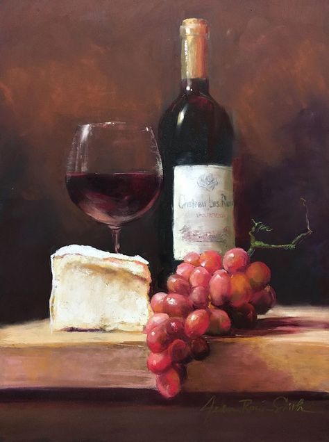 Wine Painting, Food Painting, Still Life Oil Painting, Wine Art, Fruit Painting, A Level Art, Painting Still Life, Still Life Art, Art Inspiration Painting