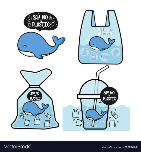 No Plastic Poster, Stop Using Plastic Posters, Earth Overshoot Day, Say No To Plastic, Cartoon Download, Cute Whale, Cute Whales, Poster Drawing, Easy Drawings