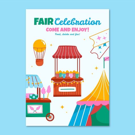 Fun Fair Poster, Kids Fest, Ok Logo, Fair Poster, Fair Theme, School Fair, Handmade Poster, Summer Fair, Fair Games