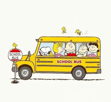 School Bus Cartoon, Snoopy School, School Bus Drawing, Cartoon School Bus, Snoopy Classroom, Bus Drawing, Bus Cartoon, Snoopy Funny, Snoopy Images