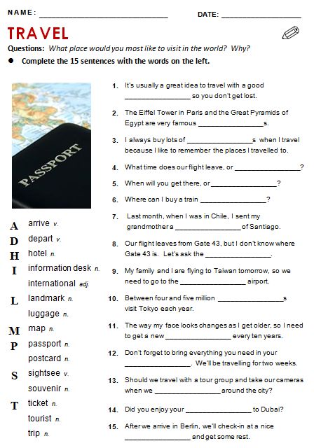 English Conversation Worksheets, Travel English, Vocabulary Exercises, English Exercises, English Conversation, Conversational English, English Vocab, English Language Teaching, English Lessons For Kids